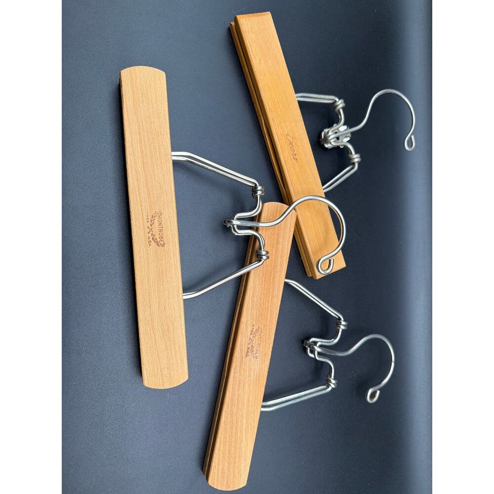 Vintage Montrose Sears Wooden Clamp Pants/Trouser Hangers Lot of 3 Mid Century